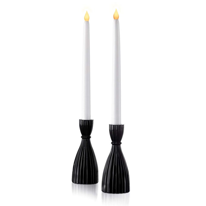 LampLust Taper Candle Holder, 2 Pack, 6 Inch, Black Glass Taper Candle Holders for Candlesticks, Decorative for Standard Taper Candle, Wedding Centerpieces, Table and Farmhouse Decor - Image 4